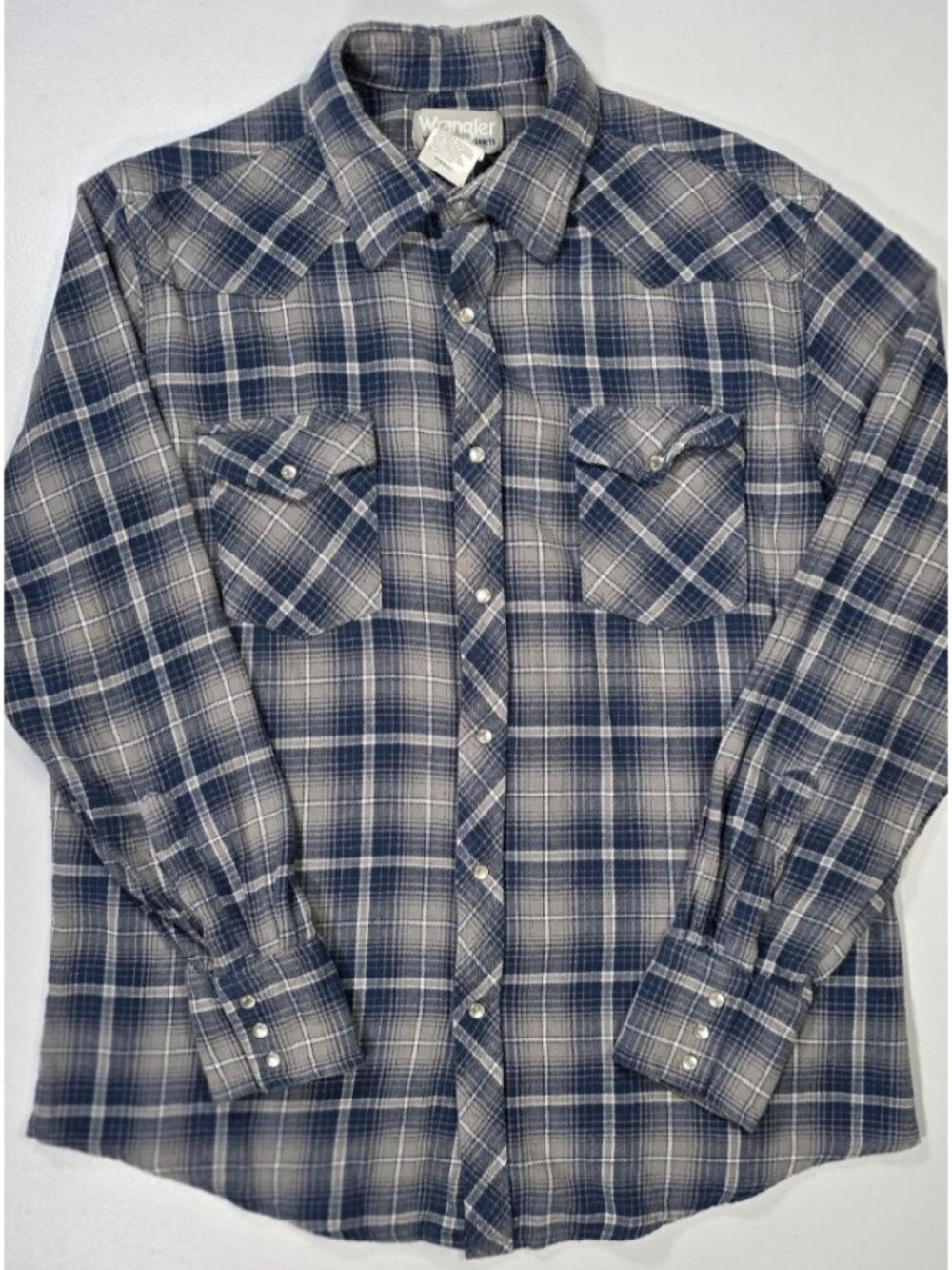 Wrangler Wrancher Pearl Snap Long Sleeve Flannel Shirt Outdoor Chore Women's L